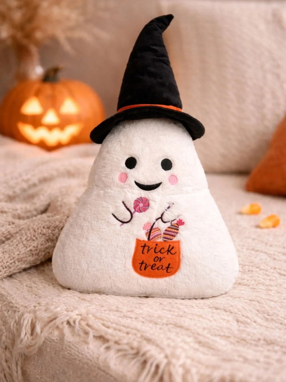 Halloween Ghost Plush throw pillow Witch Hat Halloween Trick or Treat New